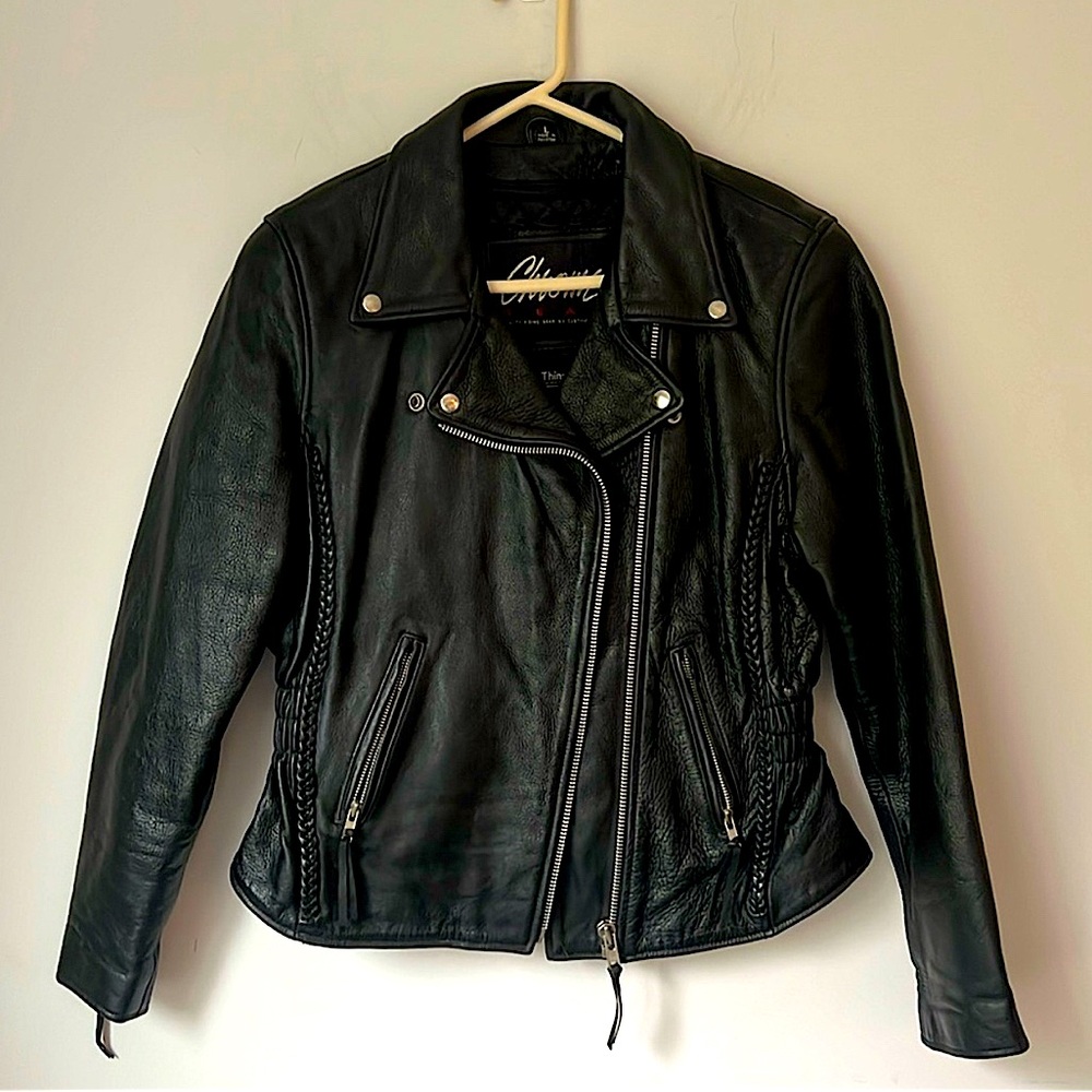 ♦️♣️ Chrome Gear Vintage Womens Leather Jacket 3M Thinsulated (LARGE)